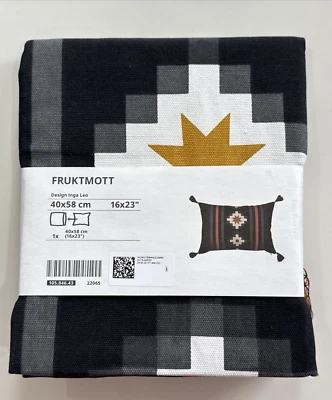 IKEA FRUKTMOTT Pillow Cushion Cover, Black/Orange-Red 16x23" NEW - Image 1 of 4