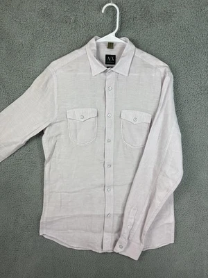Armani Exchange AX Shirt Mens S Linen Button Up Long Sleeve Pocket Slim Western - Image 1 of 4