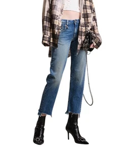 R13 Boy Straight W Rips Damen Jeans 27 Jasper Stretch Gewaschen Verblichen Antik - Bild 1 von 13