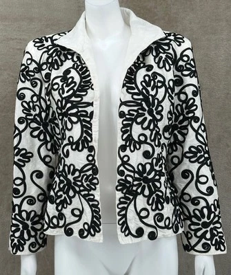 Chaqueta Anita Ford Mujer Grande Seda Tailandesa Bordada Arte Floral Única Abstracta Foto 1 de 4