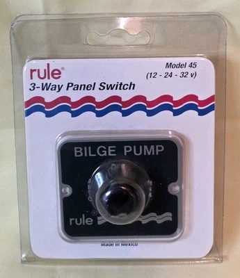 Rule 45 ~ Panel Switch 3 Way auto-off-manual 12/24/32V for Bilge Water Pump Boat - Изображение 1 из 2