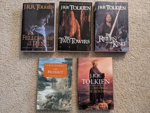 JRR Tolkien 5 Book Lot: The Hobbit, The Children Of Hurin, The Lord of the Rings - Picture 1 of 17