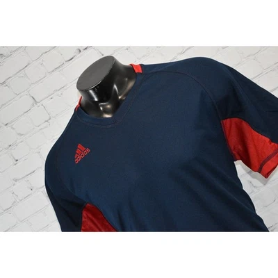 Camisa masculina Adidas academia tamanho XL alta comprimento maior poliéster futebol azul - Imagem 1 de 4