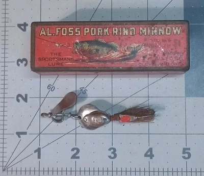 Vintage Al Foss Pork Rind Minnow Shimmy Wiggler w/ Box S1 No. 6 - Image 1 of 4