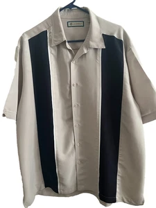 Men's Hawaiian Shirt/Havanera/Taupe, Black & White/Rayon Blend/XXL/(Pre Owned) - Picture 1 of 2