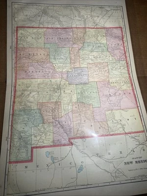 Vintage 1905 NEW MEXICO TERRITORY Map 14"x22" Old Antique Original SANTA FE TAOS Foto 1 de 4