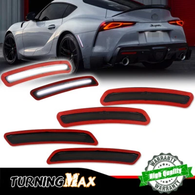 [WHITE LED STRIP] Front+Rear Smoked Side Marker Lights For 20-24 Toyota GR Supra - Image 1 of 4