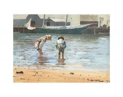 Boys Wading 1873, Winslow Homer, Wall Decor Art Print Poster  11" x 14" 2768 - Image 1 of 2