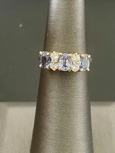 14k Yellow Gold Sapphire and Diamond Ring (M83) - Picture 1 of 8