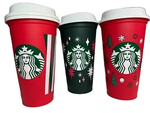 Starbucks Christmas Holiday 2013 Rot Mehrweg Plastik Becher Tumbler 16oz 3er Set - Bild 1 von 2