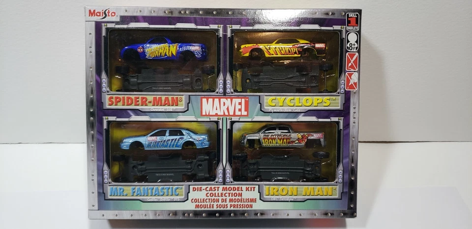 Maisto Marvel Diecast Model Kit Paquete de 4 Spiderman Cyclops Iron Man Mr. Fantástico Foto 1 de 2