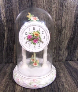 AVON Weighted Tabletop Mantle Shelf Go Around Hummingbirds Glass Dome Clock - Picture 1 of 15
