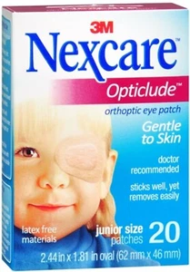 3M 1537 Nexcare Opticlude Junior Orthoptic Eye Patch 2.5" x1.25" Oval 20 Per Box - Picture 1 of 2