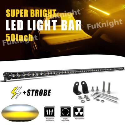 Dual Color 50" Strobe Led Light Bar Spot Flood Combo Offroad Driving 4X4 Truck - Image 1 of 4