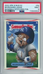 2022 Topps GPK X MLB secchio spazzatura bambini Aaron Judge BALL STITCH FOIL 3/199 PSA 9 - Foto 1 di 2