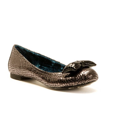 IRREGULAR CHOICE HOPSCOTCH HEAVEN DARK SILVER SHOES BALLET FLATS 5.5 FUN BOW NIB - Image 1 of 2