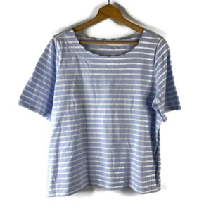 Talbots Damen Bluse Shirt Top Größe 2XP Babyblau Gestreift U-Ausschnitt Überbacken - Bild 1 von 9