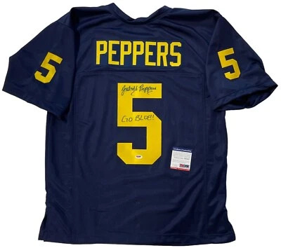 JABRILL PEPPERS SIGNED & INSCRIBED MICHIGAN JERSEY PSA/DNA COA FULL NAME - Image 1 of 4