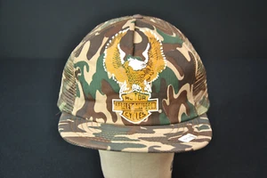New VTG Sample Harley Davidson Motorcycle Trucker Hat Cap Camo Camouflage 9625KS - Picture 1 of 5