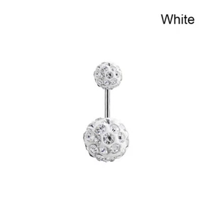Pretty Crystal Rhinestone Ball Navel Belly Button Barbell Ring Body Piercing - Picture 1 of 26