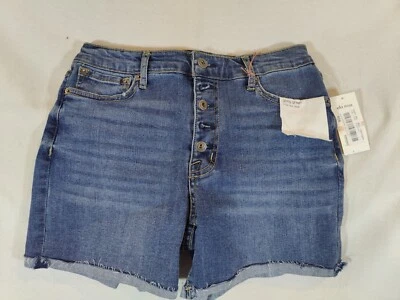 Ella Moss Shorts Women's 28 Cuffed Midi Button Fly Raw Hem Stretch Denim Blue - Image 1 of 4