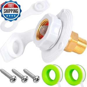 RV Water Inlet Connection City Water Fill Inlet Flange Brass with Check Valve,3/ - Picture 1 of 10