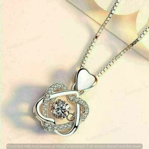 1 CT Round Cut Moissanite Heart Shape Pendant Necklace Gift 925 Sterling Silver - Picture 1 of 4