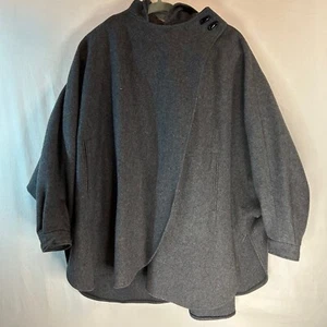 Billycoat cappotto lana con cappuccio vintage anni 80 cappotto asimmetrico grigio taglia unica - Foto 1 di 14