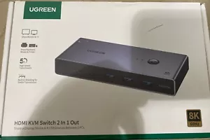 UGREEN 8K Displayport KVM Switch DP 1.4 with 4 USB 3.0 Ports (3 USB-A + 1 USB-C) - Picture 1 of 11