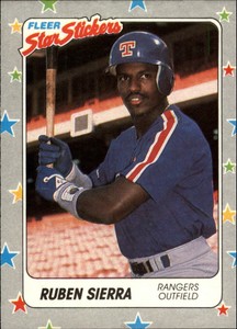 1988 Fleer Star Stickers Texas Rangers Baseball Card #69 Ruben Sierra