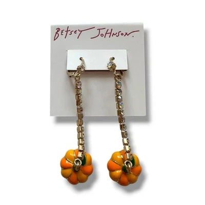 Betsey Johnson  Pumpkin Mismatch Linear Drop Earrings NWT MODIFIED - Image 1 of 3