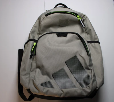 Adidas Midway Backpack Gray with Neon Green Zippers Durable School Travel Bag - Image 1 of 4