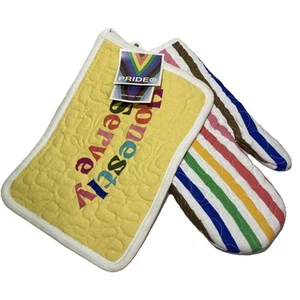 Pride LGBTQ by Target Quilted Yellow Rainbow Color Oven Mitt Potholder Set - Picture 1 of 7
