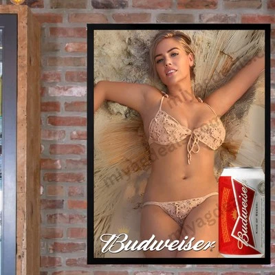 Vintage Budweiser King of Beers Poster  Kate Upton sexy girl art Man Cave decor - Image 1 of 3