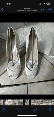 White Lace Peep toe Wedding Pump - Image 1 of 4