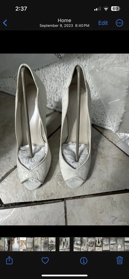 White Lace Peep toe Wedding Pump - Image 1 of 4