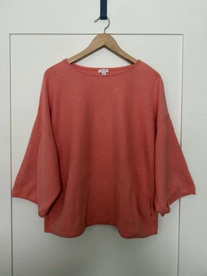J Jill Pure Tunic Sweater Sz M Pink Salmon Oversized Pockets Boho Lagenlook - Image 1 of 4