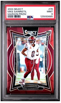 Panini Select 2024 - Concourse Mike Sainristil #76 Granate Prizm/99 PSA 9 (RC) Foto 1 de 2