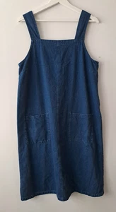 Seasalt Porthglaze Cove Pinafore Dress Size 14 Blue Denim Sleeveless Below Knee - Picture 1 of 4