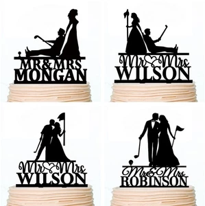 Golf Paar Tortenaufleger Golf Hochzeit Tortenaufleger personalisiert Tortendeko - Bild 1 von 9