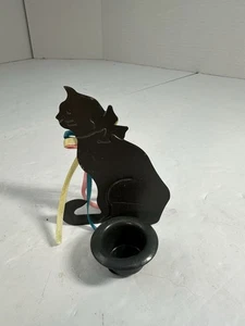 Metal Black cat votive candle holder W/ ribbons Home Decor - Picture 1 of 3