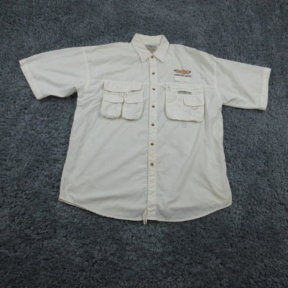 Camisa Gancho y Aparejos Para Hombres Grande Naples Bay Resort Pesca Utilidad Bolsillos Exterior Foto 1 de 4
