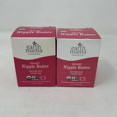 Earth Mama Organics Mantequilla para Pezones Orgánica 2 fl oz Paquete de 2 - Caja Rosa/Blanca Foto 1 de 4