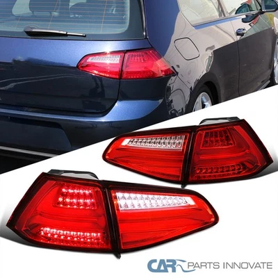 Red Fits 2015-2017 VW Volkswagen Golf GTI Full LED Tail Lights Brake Lamps L+R - Image 1 of 4