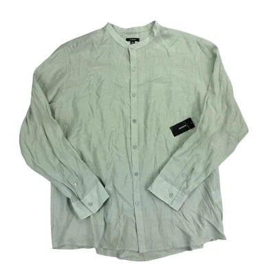 Alfani Mens Crinkle Textured Rayon Long Sleeve Button Down Shirt Mint Green 2XL - Image 1 of 4