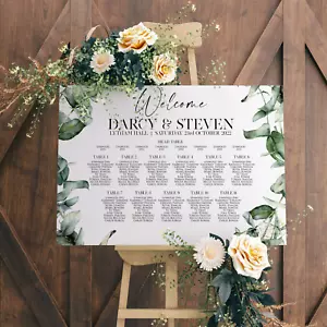 Tabla de asientos de boda corona de eucalipto, plano verde mesa de boda, follaje - Imagen 1 de 5