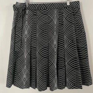 Ellen Tracy Black & White Cotton Full Skirt Sz 12 - Picture 1 of 4