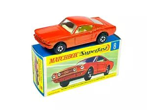Matchbox Lesney Superfast MB8 Orange Ford Mustang w/G Style Box - Picture 1 of 11