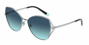 Tiffany & Co Sunglasses TF3072 6001/9S Silver Frame Blue Gradient Lens 59MM
