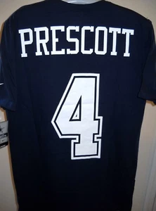 DALLAS COWBOYS DAK PRESCOTT NAME/NUMBER 4 ADULT MEDIUM (M) 2-SIDED NIKE T-SHIRT - Picture 1 of 4